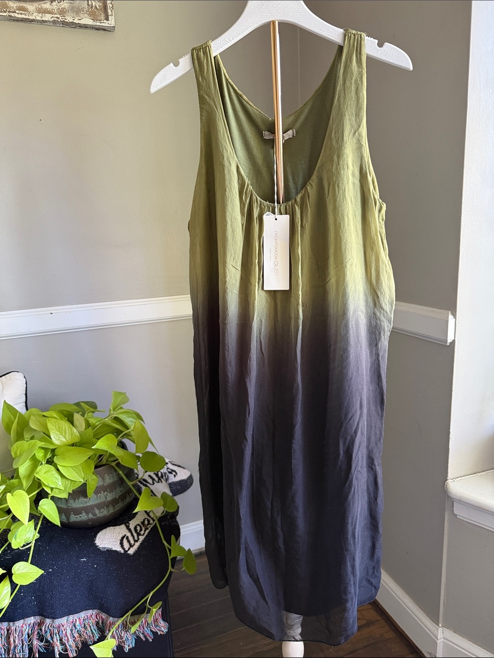 Ombré SILK dress — Olive to Charcoal